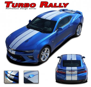 2018 2017 2016 Camaro Turbo Rally Dual Racing Stripes Vinyl Graphic Decal SS V6