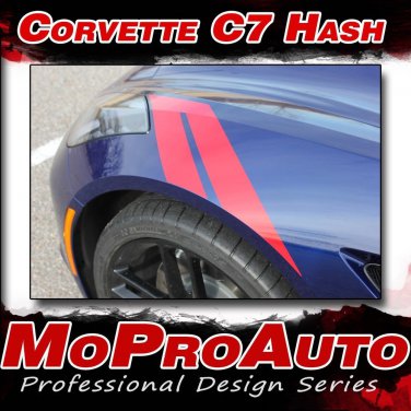 2014-2017 Corvette Double Bar Hood Fender Vinyl Graphic C7 HASH Decal 3M Stripe