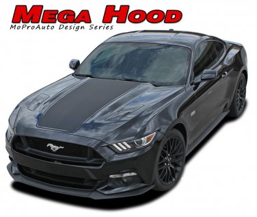 2015-2017 Ford Mustang MEGA Wide Center Hood Stripes 3M Vinyl Graphic Decal
