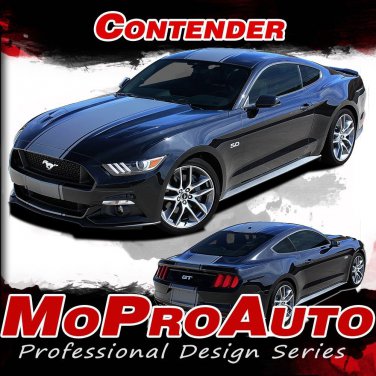 2015-2017 Ford Mustang GT CONTENDER Center Racing Stripes Decals 3M Pro PDS4534