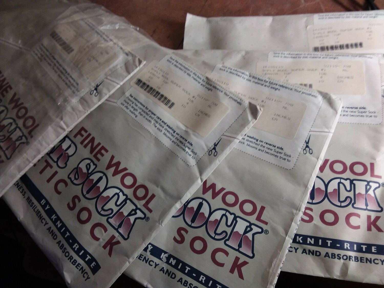 1K150110 knit-rite 100% Fine Wool 5 ply prosthetic super sock lot of 5 L1
