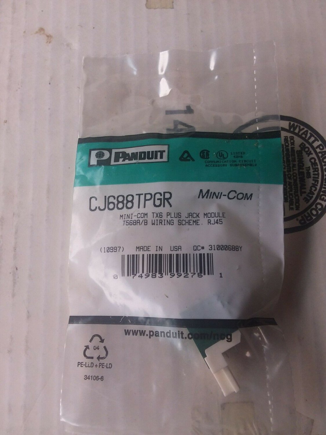13 PANDUIT CJ688TPGR MINI-COM TX6 PLUS JACK MODULE T568 A/B WIRING RJ45 GREEN j2