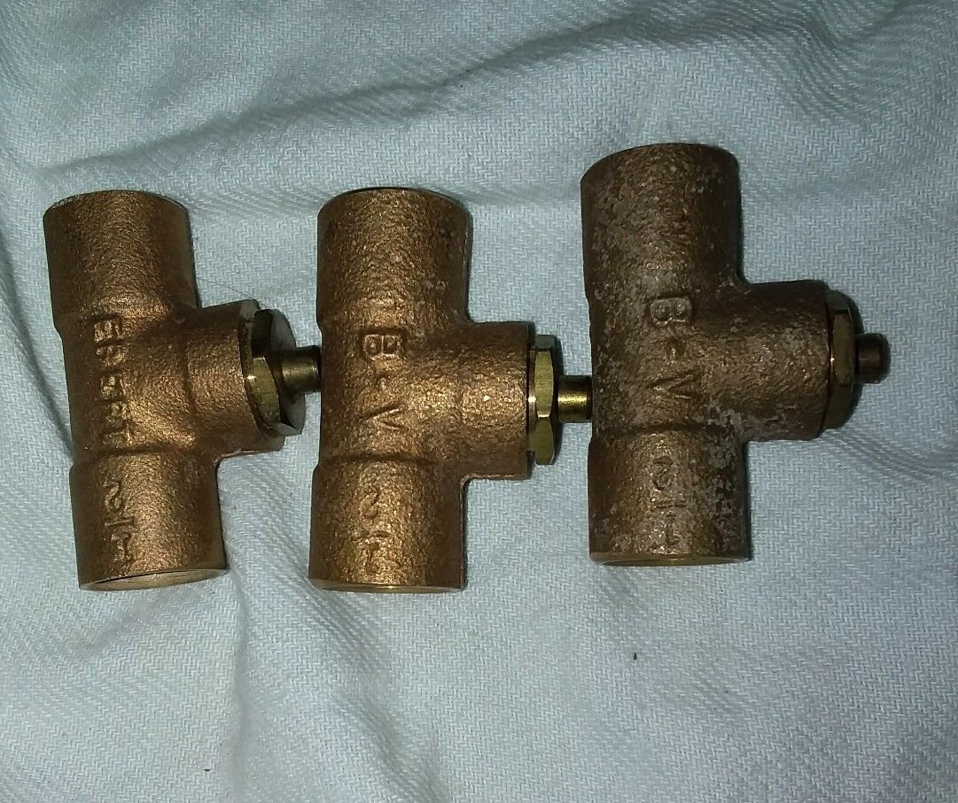 EBERT VALVE Brass Inline Sweat 1/2 in TO 1/2" solder gatelot of 3  h1