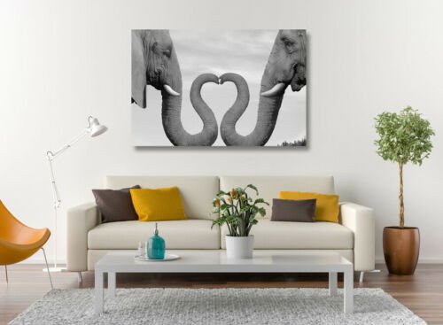 ELEPHANT 8 -DEEP FRAMED CANVAS ANIMAL WALL ART PICTURE PAPER PRINT- HEART
