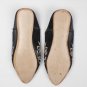 SALE- Womens Black Leather Decorative Slippers