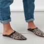 SALE- Womens Black Leather Decorative Slippers