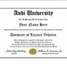 Diploma for Audi luxury vehicle owner