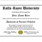 Diploma for Rolls Royce luxury vehicle owner