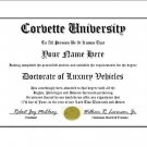 Diploma for Corvette luxury vehicle owner