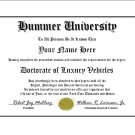 Diploma for Hummer luxury vehicle owner