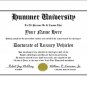 Diploma for Hummer luxury vehicle owner