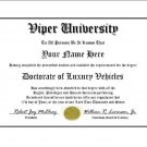 Diploma for Viper luxury vehicle owner
