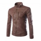 elegant men's leather jacket - synthetic jacket