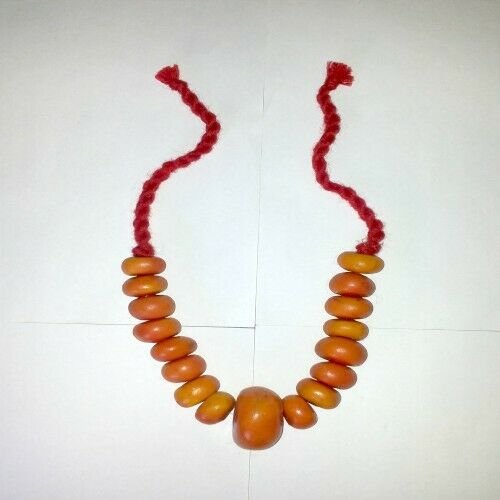 Berber Amber Morocan Ethnic African Resin Beads Tribal Necklace Handmade Jewelry