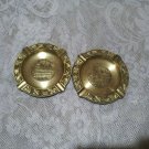 Brass Ashtrays Pair Two Copper 2 Metal Shaped Small Solid Mini Ash Tray