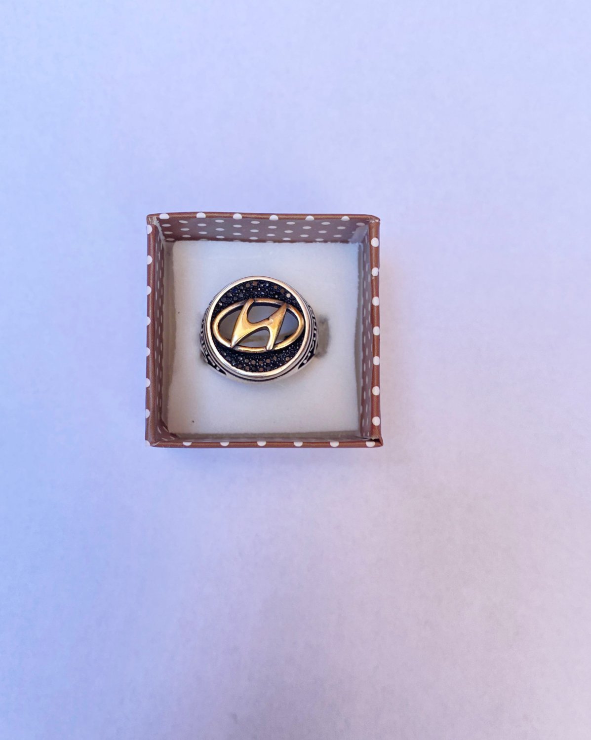 Hyundai Logo Ring 925 Sterling Silver Size 7.5 US / 56 EU &acirc;�� 6.7g Car Jewelry Gift
