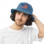 Denim Bucket Hat with USA Flag | Vintage American Style Hat | Unisex Streetwear Festival Hat