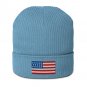 Organic Ribbed Beanie with USA Flag | Eco-Friendly American Winter Hat | Unisex Patriotic Knit Cap