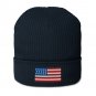 Organic Ribbed Beanie with USA Flag | Eco-Friendly American Winter Hat | Unisex Patriotic Knit Cap