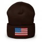 Cuffed Beanie with USA Flag | American Knit Winter Hat | Patriotic Beanie for Men & Women.