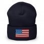 Cuffed Beanie with USA Flag | American Knit Winter Hat | Patriotic Beanie for Men & Women.
