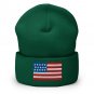 Cuffed Beanie with USA Flag | American Knit Winter Hat | Patriotic Beanie for Men & Women.