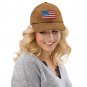 Women Corduroy Hat with USA Flag | Vintage Style Baseball Cap | American Pride Corduroy Dad Hat.