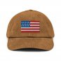 Men's Corduroy Hat with USA Flag | Vintage Style Baseball Cap | American Pride Corduroy Dad Hat.