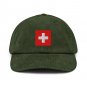 Corduroy Hat with Switzerland Flag | Vintage Style Baseball Cap | Swiss Pride Corduroy Dad Hat