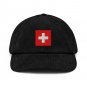 Corduroy Hat with Switzerland Flag | Vintage Style Baseball Cap | Swiss Pride Corduroy Dad Hat