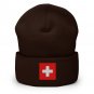 Cuffed Beanie Hat Switzerland Flag Warm Knit Winter Cap Swiss Pride Patriotic Beanie Men & Women