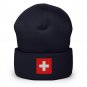 Cuffed Beanie Hat Switzerland Flag Warm Knit Winter Cap Swiss Pride Patriotic Beanie Men & Women