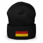 Cuffed Beanie Hat with Germany Flag Warm Knit Winter Hat Patriotic German Flag Beanie Men & Women