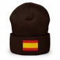 Cuffed Beanie Hat with Spain Flag Embroidered Spanish Winter Hat Warm Knit Beanie for Men & Women