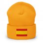 Cuffed Beanie Hat with Spain Flag Embroidered Spanish Winter Hat Warm Knit Beanie for Men & Women