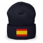 Cuffed Beanie Hat with Spain Flag Embroidered Spanish Winter Hat Warm Knit Beanie for Men & Women