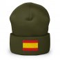 Cuffed Beanie Hat with Spain Flag Embroidered Spanish Winter Hat Warm Knit Beanie for Men & Women