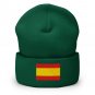 Cuffed Beanie Hat with Spain Flag Embroidered Spanish Winter Hat Warm Knit Beanie for Men & Women
