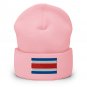 Cuffed Beanie Hat Costa Rica Flag Embroidered Winter Hat Knit Patriotic Hat, Costa Rican Pride