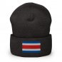 Cuffed Beanie Hat Costa Rica Flag Embroidered Winter Hat Knit Patriotic Hat, Costa Rican Pride