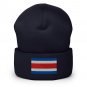 Cuffed Beanie Hat Costa Rica Flag Embroidered Winter Hat Knit Patriotic Hat, Costa Rican Pride