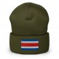 Cuffed Beanie Hat Costa Rica Flag Embroidered Winter Hat Knit Patriotic Hat, Costa Rican Pride
