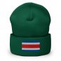 Cuffed Beanie Hat Costa Rica Flag Embroidered Winter Hat Knit Patriotic Hat, Costa Rican Pride