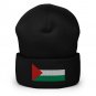 Cuffed Beanie Hat Palestine Flag Embroidered Winter Hat Knit Patriotic Hat, Palestinian Pride