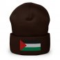 Cuffed Beanie Hat Palestine Flag Embroidered Winter Hat Knit Patriotic Hat, Palestinian Pride