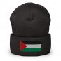Cuffed Beanie Hat Palestine Flag Embroidered Winter Hat Knit Patriotic Hat, Palestinian Pride