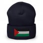 Cuffed Beanie Hat Palestine Flag Embroidered Winter Hat Knit Patriotic Hat, Palestinian Pride