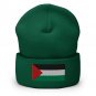 Cuffed Beanie Hat Palestine Flag Embroidered Winter Hat Knit Patriotic Hat, Palestinian Pride