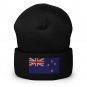 Cuffed Beanie Hat New Zealand Flag Embroidered Winter Hat Knit Patriotic Hat, Kiwi Pride