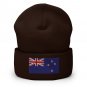 Cuffed Beanie Hat New Zealand Flag Embroidered Winter Hat Knit Patriotic Hat, Kiwi Pride